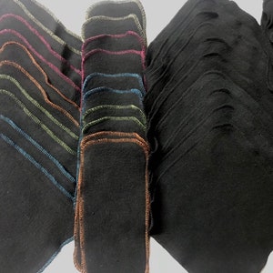 Salviette riutilizzabili in tessuto di canapa nera biologica MamaBear - Set da 10 - Opzioni di rifinitura arcobaleno o nero
