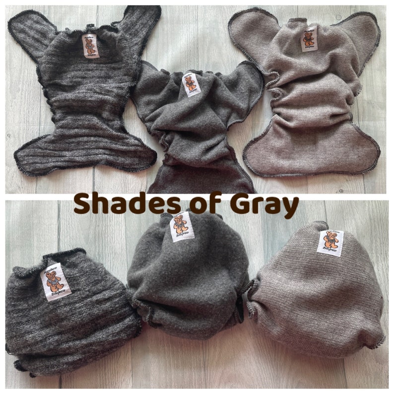 MamaBear Newborn/Preemie Wool Diaper Cover, AIO, AI2 You choose Color Shades of Gray