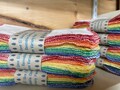 MamaBear Large Organic Unbleached Cotton Flannel Reusable Cloth Wipes, Napkins Unpaper - Set of 10 - Rainbow or Natural Trim Options