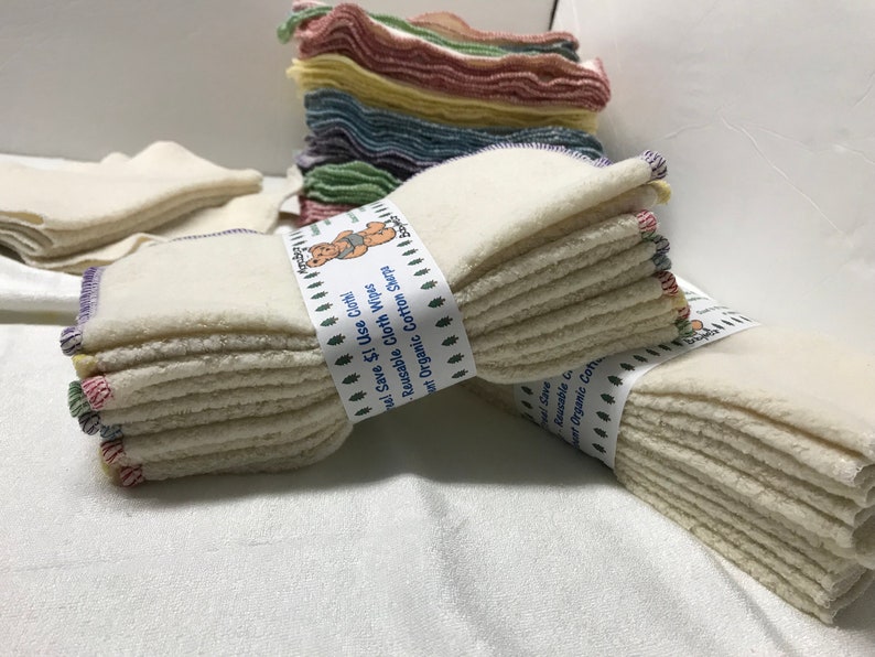 50 MamaBear Natural Cotton Sherpa Reusable Cloth Wipes 5 sets of 10 image 2