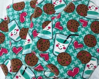 MamaBear Lot de 4 serviettes en tissu réutilisables sans papier – Love Cookies & Milk