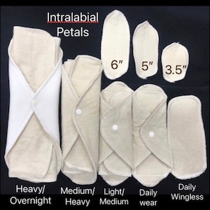 Sample Pack MamaBear LadyWear Quick-Dry cloth Menstrual, Incontinence pads - ORGANIC Unbleached Natural Cotton Flannel