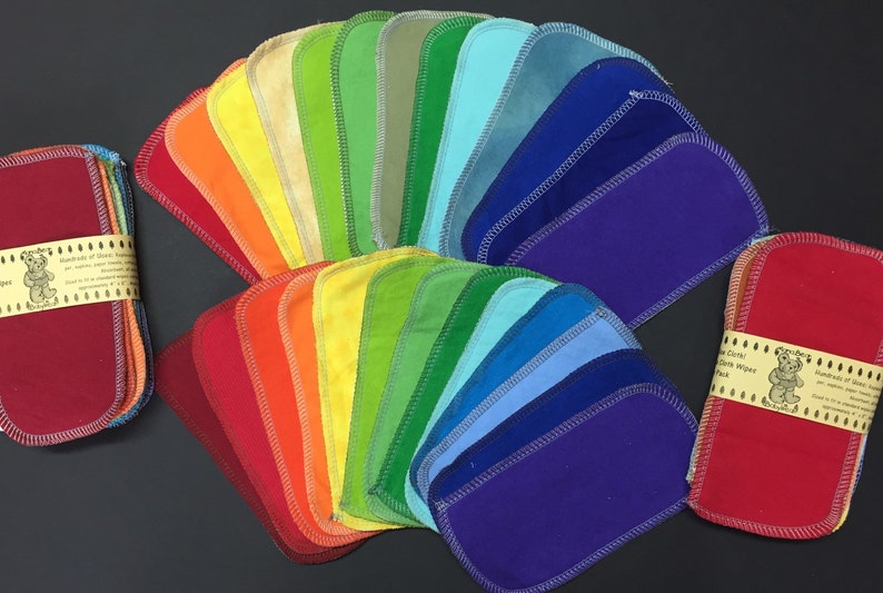 MamaBear Reusable Cloth Wipes Unpaper Set Baker's Dozen Solid Color Sets 4x8 image 3