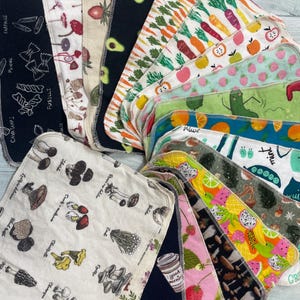 MamaBear Reusable Cloth Unpaper Kitchen Towels Set of 4 - Mushrooms (8.5 x 11)