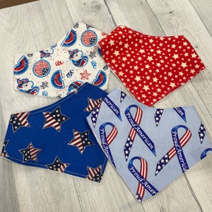 Soft, Absorbent Drool Bib, Organic Bamboo Terry & Cotton - Absorbent Bandana Drool Bib, Baby Bib - Patriotic