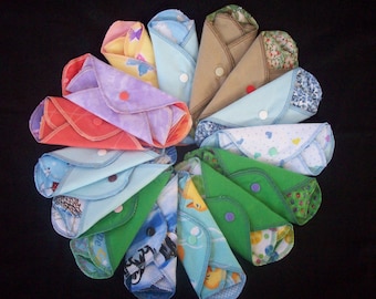 Set of 5 MamaBear LadyWear Quick-Dry Cloth Menstrual & Incontinence Pads - Light/Medium Flow, Pantiliners