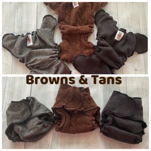 MamaBear Newborn/Preemie Wool Diaper Cover, AIO, AI2 You choose Color Browns & Tans