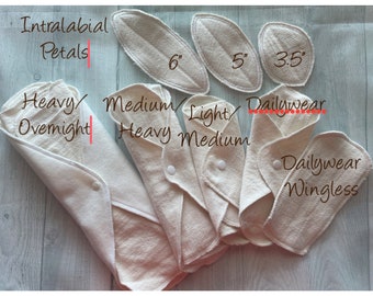 Individual LadyWear Quick-Dry cloth Menstrual, Incontinence pads - ORGANIC Undyed Cotton Birdseye