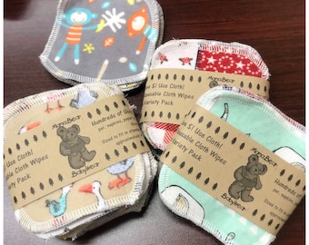 MamaBear Reusable Cloth Mini Wipes (4x4) (Unpaper) Set - Baker's Dozen