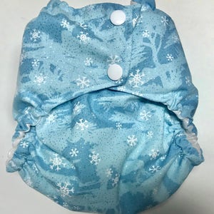 MamaBear Cotton Waterproof Diaper Cover, Wrap One Size Fits All Winter Wonderland image 3