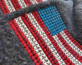 MamaBear BabyWear One Size Wool Diaper Cover Wrap - Cross stitch American Flags