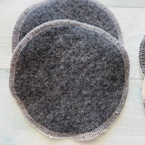 Wool & Organic Bamboo Velour Nursing Shields, Breastfeeding Pads Luxury Protection Charred Gray