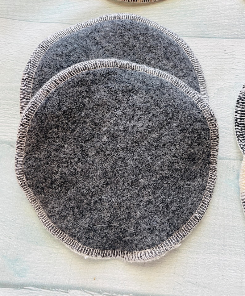 Wool & Organic Bamboo Velour Nursing Shields, Breastfeeding Pads Luxury Protection Charred Gray