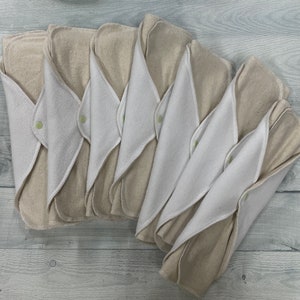 MamaBear LadyWear Quick-Dry Menstrual, Incontinence pad, pantiliner - Organic Unbleached Cotton Flannel - Heavy/Overnight Post Partum Flow