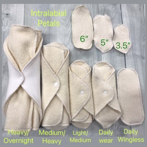 LadyWear Quick-Dry cloth Menstrual, Incontinence pads - Unbleached Natural Cotton Sherpa