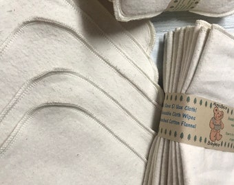 Toallitas reutilizables y lavables de franela de algodón orgánico sin blanquear MamaBear - Juego de 10 - Elige tu talla