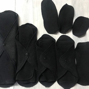 Individual LadyWear Quick-Dry cloth Menstruation, Incontinence pads - Organic Black Hemp Fleece