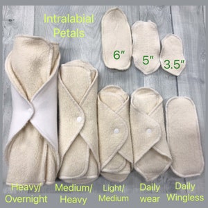 LadyWear Quick Dry Cloth Menstrual, Incontinence Pads - Unbleached Natural Cotton Sherpa