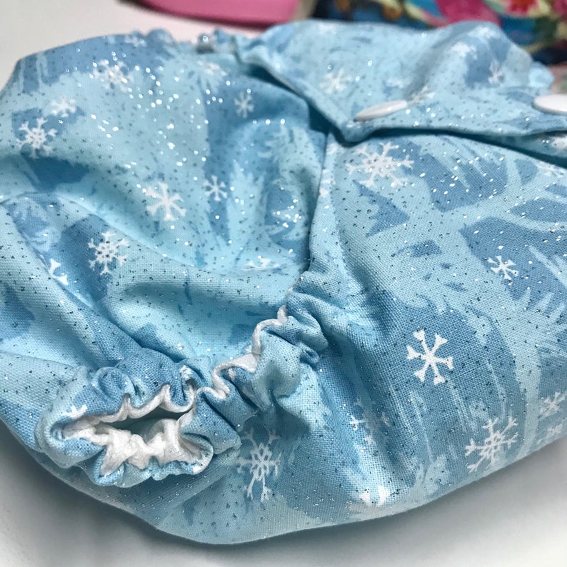 MamaBear Cotton Waterproof Diaper Cover, Wrap One Size Fits All Winter Wonderland image 4