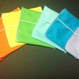 Solid Color Simple Fold Over Waterproof Pouch, Small (4 x 4) - Cloth Menstrual Pads, Wipes, cords & more