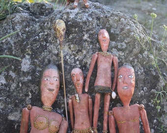 Art Dolls Family. Aborigenes Family. Primitive Art. Naive Art Doll.Doll Family. Soft sculpture. Art Brut. Outsider art. Embroidered Art Doll