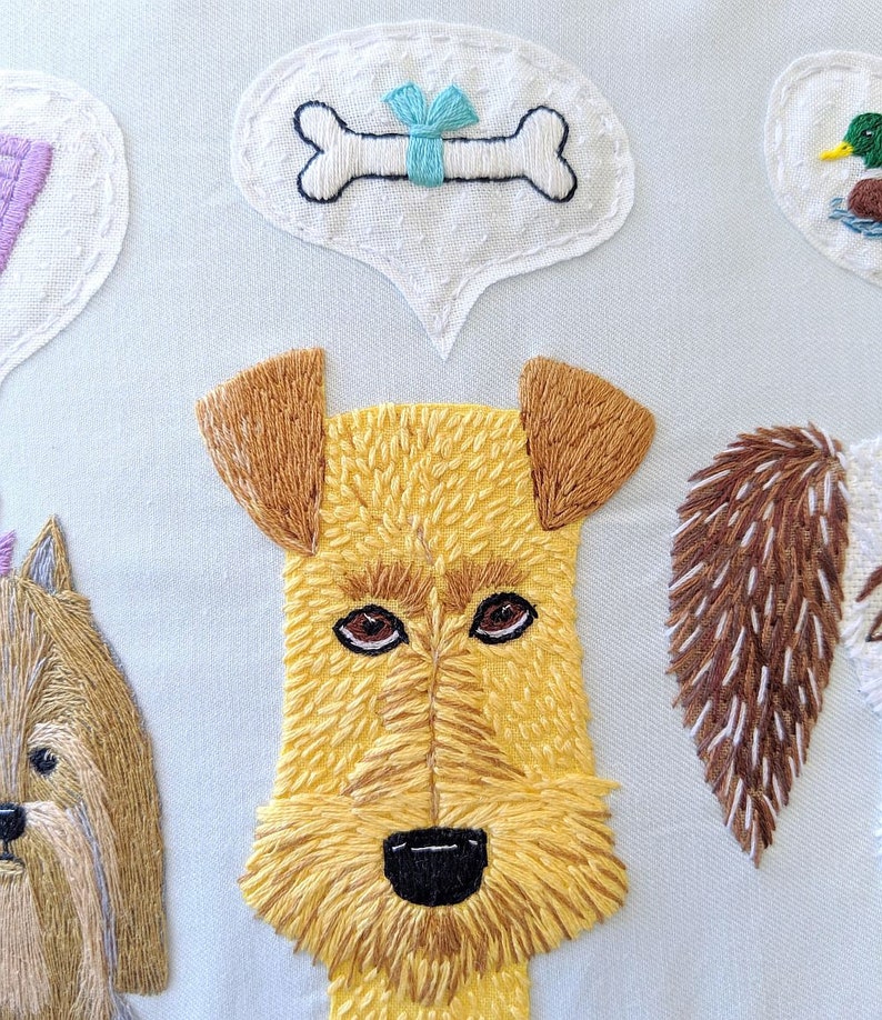 Hand embroidery wall art with dogs. What are your dreams. Etsy