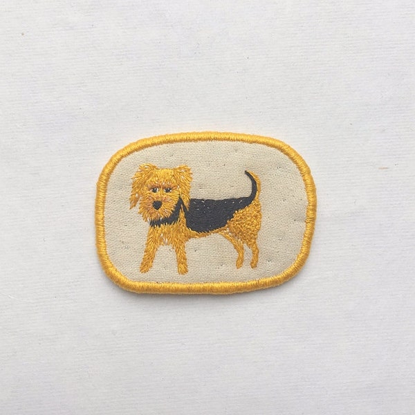 Textile Dog Brooch - "the airedale" -  Funny Dogs - collection, hand embroidered textile jewelry, pet portrait brooch