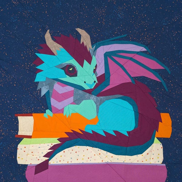 Patrón PDF de paper piecing de base - Book Wyrm