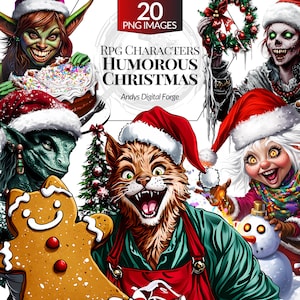 Personnages RPG de Noël Humoristiques, Cliparts PNG HD, Sublimation, Portrait, Affiches, Stickers, Décorations,Projets Créatifs,Scrapbooking