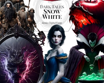 Snow White Dark Fantasy - Lost Innocence Cliparts. Haunted PNGs for Gothic Sublimation, Strange Creations, Horror Stories