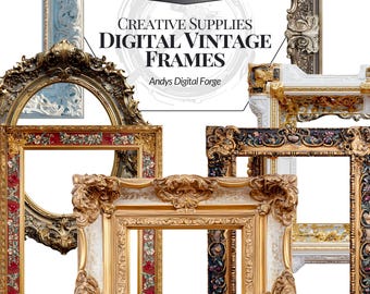 Digital Vintage Frames - Baroque, Rococo & Classic Styles - Digital Art Cliparts, Portrait, Illustration, Creative Projects, Scrapbooking