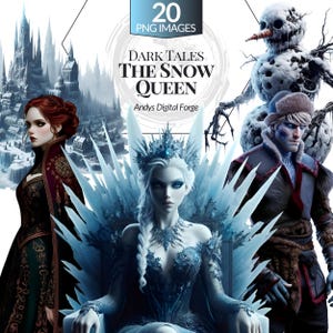 The Snow Queen Dark Fantasy - Glacial Corruption Cliparts. PNG for gothic sublimation, dark creations, tragic storytelling