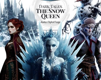 The Snow Queen Dark Fantasy - Glacial Corruption Cliparts. PNG for gothic sublimation, dark creations, tragic storytelling