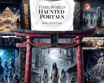 Dark Fantasy Portals of the World - Civilizations, Myths and Haunted Worlds Behind Nightmarish Gates. Printable PNG Clipart