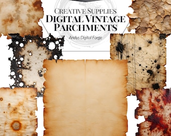 Vintage Digital Parchments - Styles ranging from new to heavily worn and from clean to heavily stained - Projects scrapbooking Cliparts
