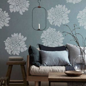 Flower Stencil Scabiosa Wall Stencil, Furniture Stencil, Floor Stencil, Stencils for painting, Stencils for Furniture