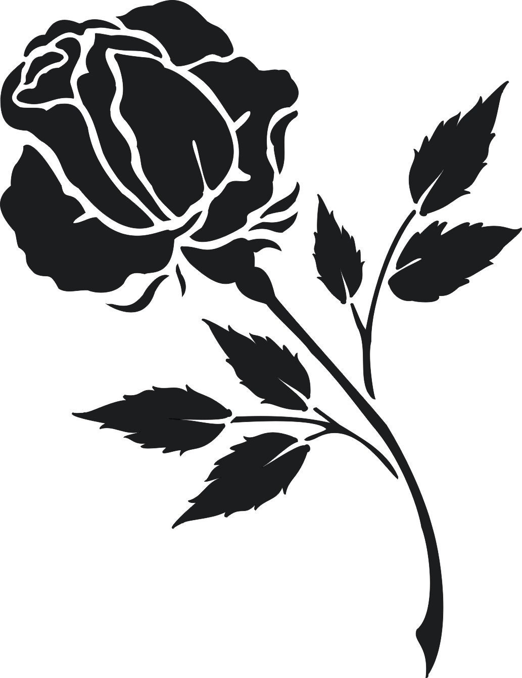 single-rose-stencil-raised-stencil-etsy