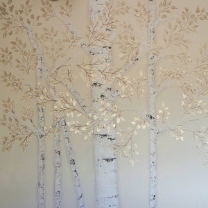 Tree Stencil, Plaster Life-sized Aspen Tree Stencil Set, Large Tree Wall Stencil