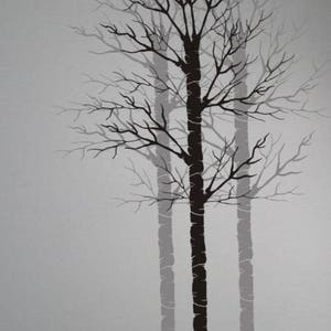 Tree Stencil, #PA Aspen Bare Birch Tree Painting Stencil, Wall Stencil