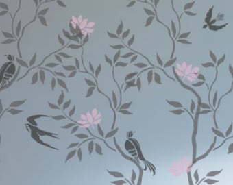 Flowering Chinoiserie Tree Wall Stencil, Furniture Stencil, Stencils for Walls, Stencils for Painting