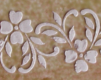 Raised Plaster Stencil Floral Border, Wall Stencil, Furniture Stencil