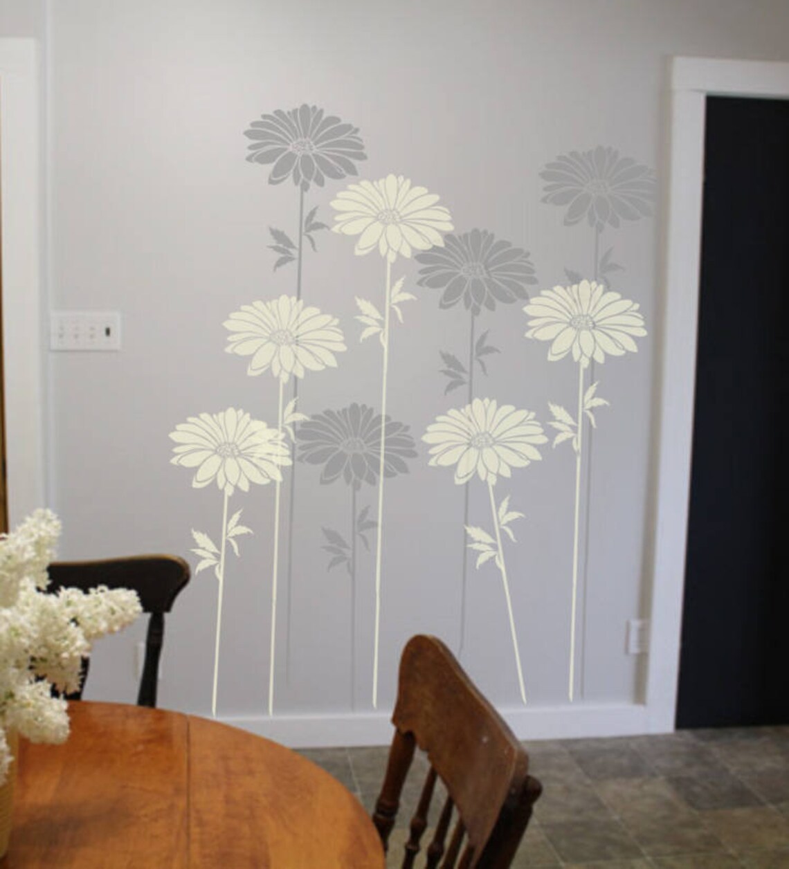 Large Daisy Wall Stencil Fence Stencil Stencils For Etsy