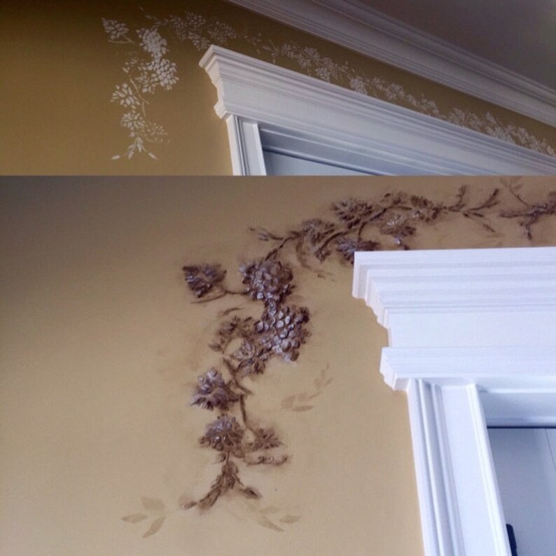 Stencil Wall Stencil Raised Plaster Stencil Grapes Border Etsy