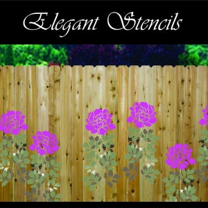 Large Peony Stencil, Fence Stencil, Furniture Stencil