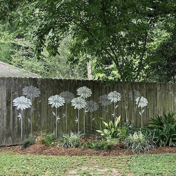 Stem and Leaf Flower stencils for fence painting, wall stenciling and decor