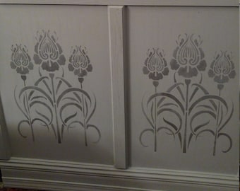 Raised Plaster Flores Panel Wall Stencil, Furniture Stencil