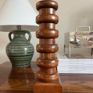 Vintage turned wood midcentury candleholder