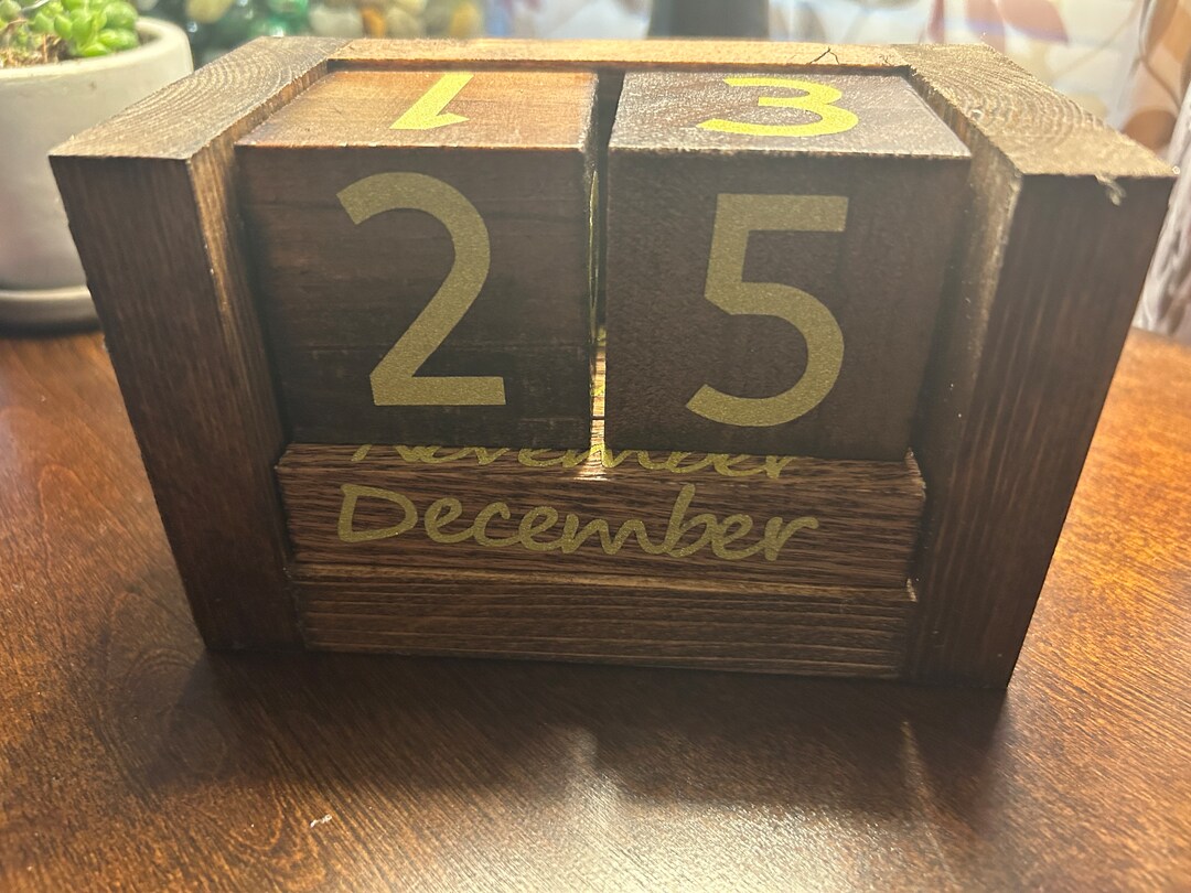Perpetual Wooden Block Desk Calendar Decoupaged Wood Etsy