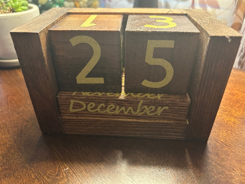 Perpetual Wooden Block Desk Calendar Decoupaged Wood Etsy
