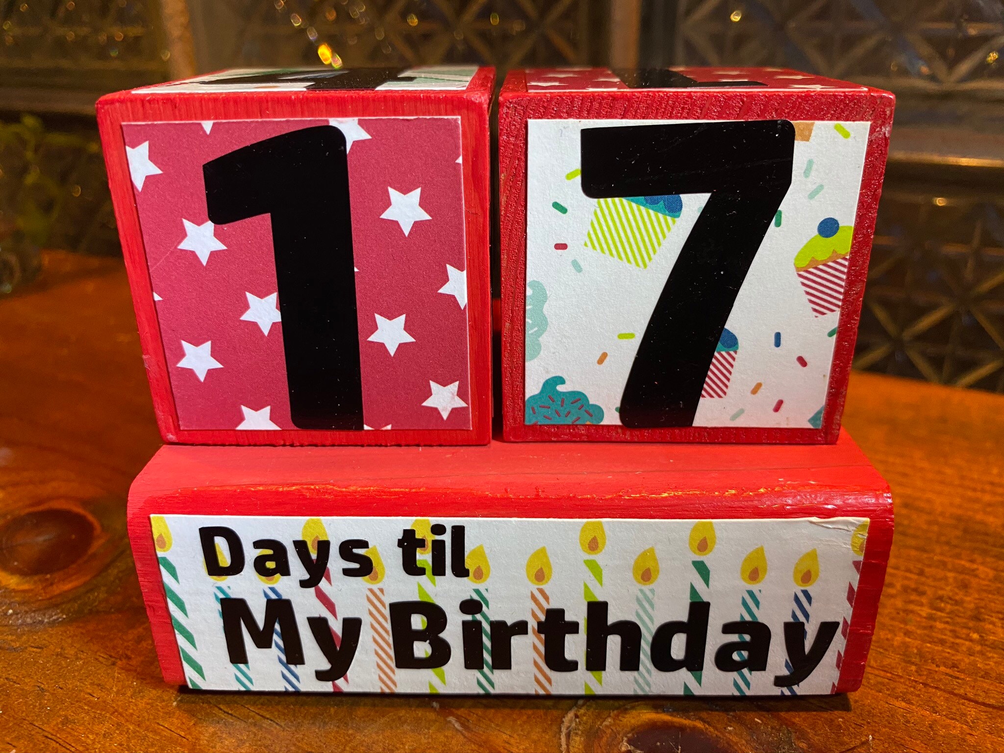 Birthday Countdown Blocks Decoupaged Wood 2 Blocks - Etsy Birthday Countdown Blocks Decoupaged Wood 2 Blocks - Etsy